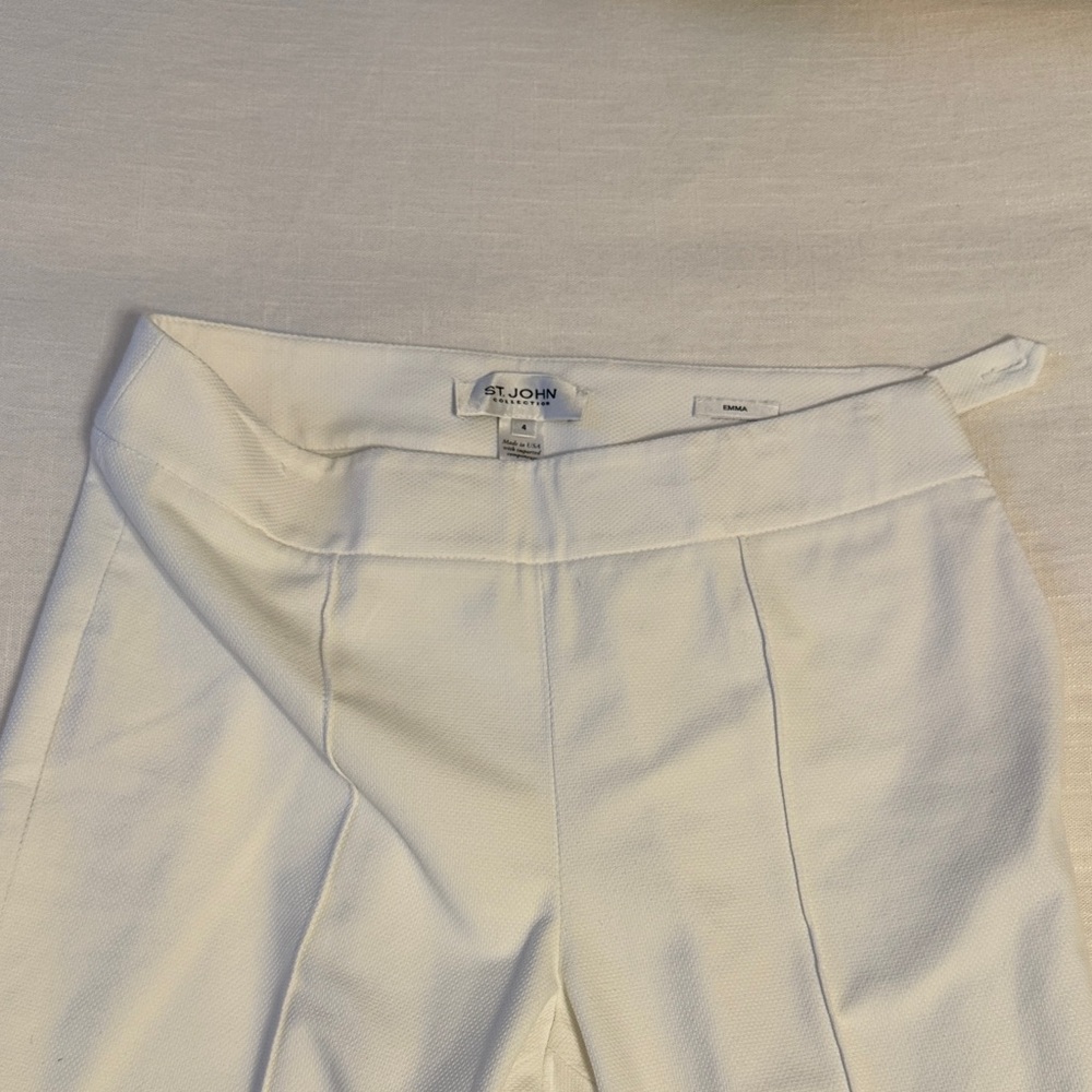 St. John Ivory Textured Trousers